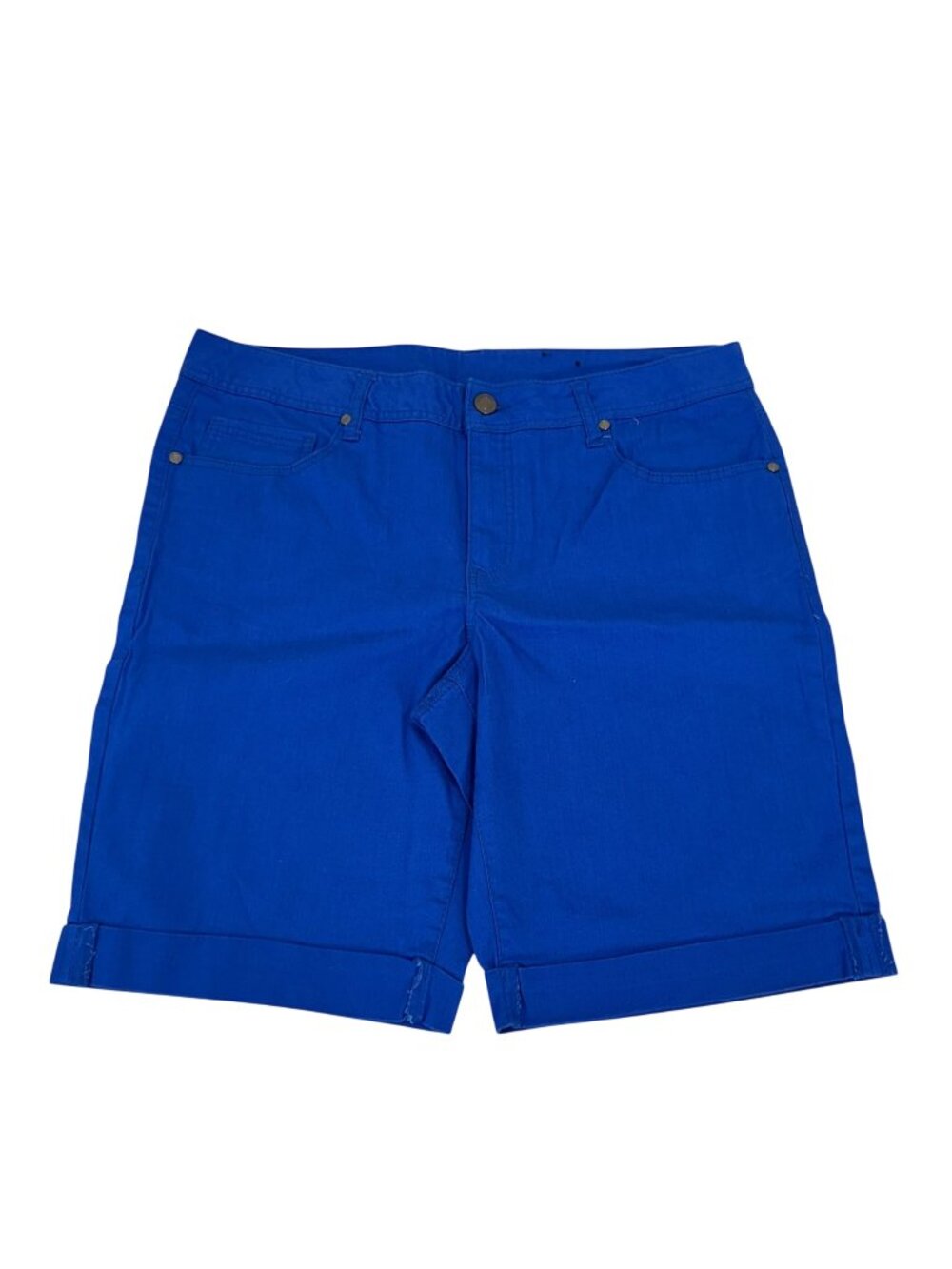 Faded Glory Womens Blue Denim Cuffed Bermuda Shorts Size 16 Cotton Blend Casual